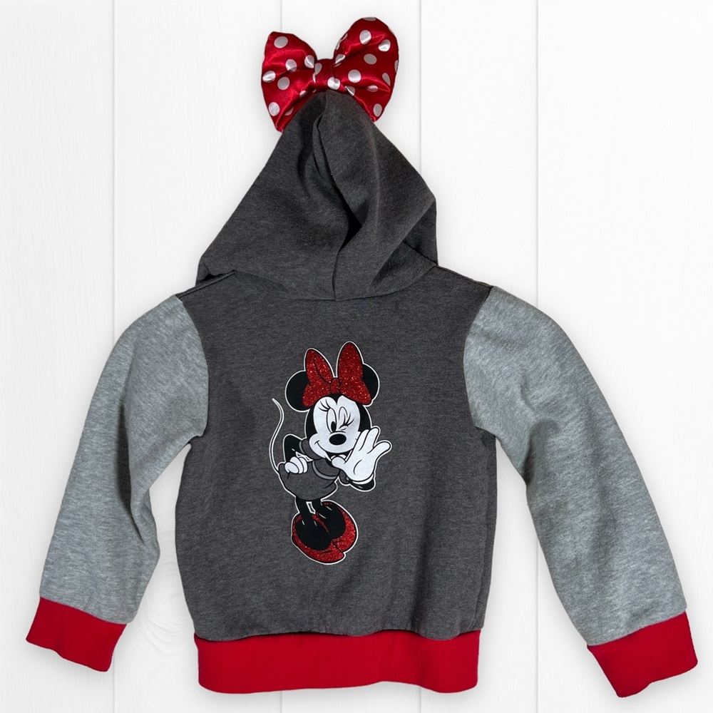 Disney Kid's Minnie Mouse Hoodie with Bow Accent Size 4T Great Used Condition